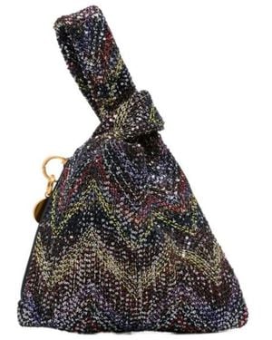 Missoni Knot Detailed Raschel Pinetto Lurex Tote Bag - Black