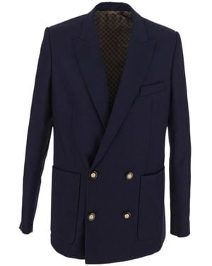 Balmain Double-Breasted Tailored Blazer - Blue