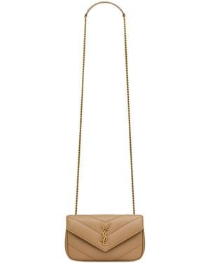 Saint Laurent Loulou Logo Plaque Mini Shoulder Bag - White
