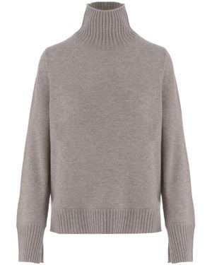 Allude Cashmere Turtleneck Knitted Sweater - Gray