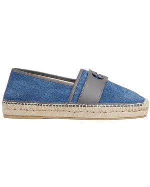 Gucci Cut-Out Logo Denim Espadrillas - Blue