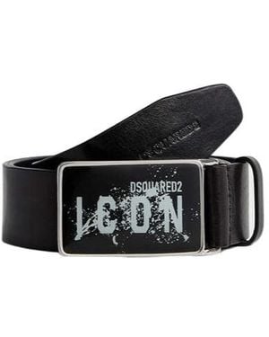 DSquared² Icon Leather Buckle Belt - Black