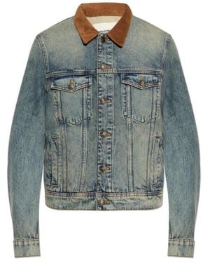 Zadig & Voltaire Corduroy-Collar Denim Jacket - Blue