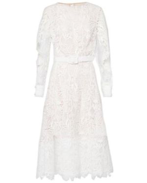 Oscar de la Renta Floral Lace Cocktail Dress - White