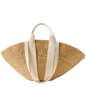 Muuñ Sophie Canvas-Trimmed Woven Straw Tote - Natural