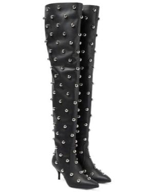 Magda Butrym Embellished Leather Over The Knee Boots - Black