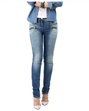 Balmain Zipper Slim Jeans - Blue