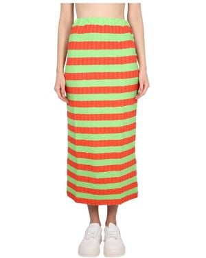 Sunnei Striped Long Skirt - Yellow