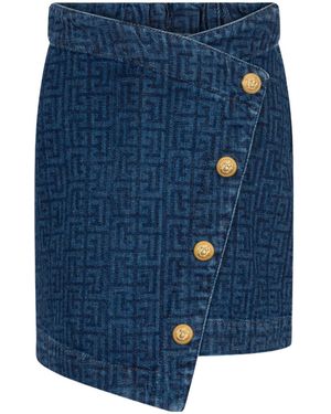 Balmain Asymmetrical Skirt - Blue