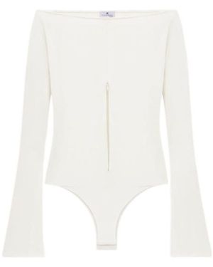 Courreges Off-Shoulder Zipped Bodysuit - White