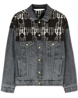 Palm Angels Monogram Jacquard Buttoned Denim Jacket - Black