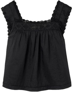 Doen Crochet-Trimmed Ramie Top - Black