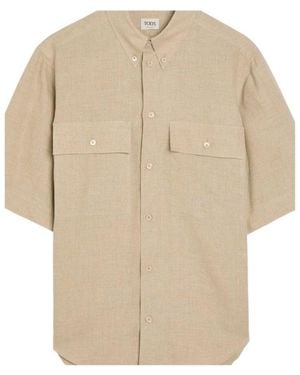 Tod's Minimalist Versatile Solid Linen Shirt - Natural