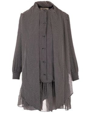 Celine Policy-Dot Printed Silk Dress - Gray