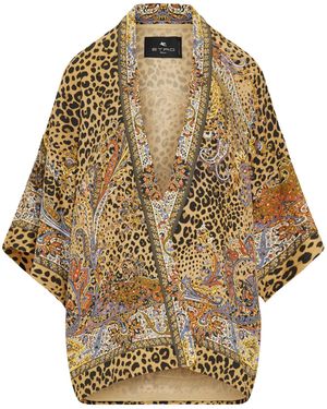 Etro Paisley Printed Open Front Jacket - Natural
