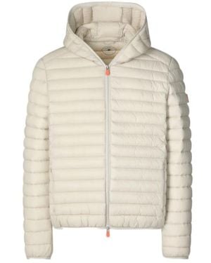 Save The Duck Hooded Quilted Down Jacket - Natural