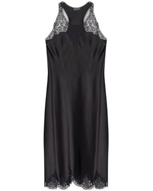 Balenciaga Lace Trimmed Sleeveless Dress - Black
