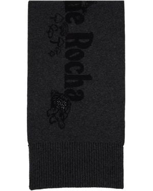 Simone Rocha Long Graphic Logo Knit Scarf - Black