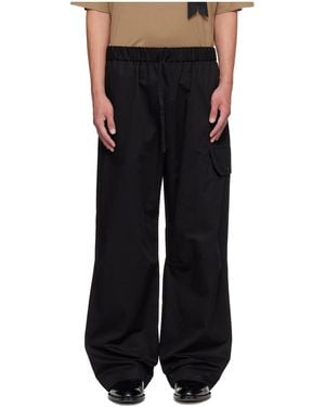 Simone Rocha Drawstring Pleated Knee Cargo Trousers - Black