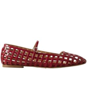 Aeyde Caged Cut-Out Patent-Leather Mary Jane Ballet Flats - Red
