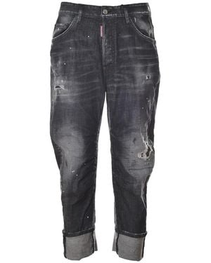 DSquared² Logo-Patch Denim Jeans - Gray