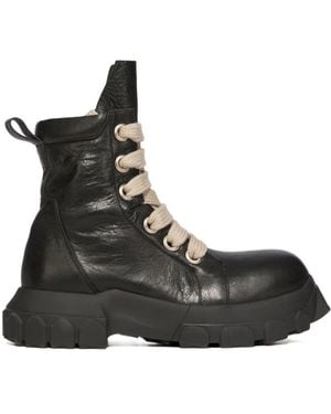 Rick Owens Lace-Up Combat Boots - Black
