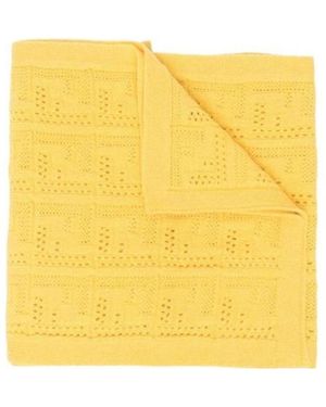 Fendi Pointelle-Knit Monogram Scarf - Yellow