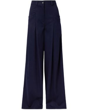 Altuzarra Pleated Wool Blend Wide-Leg Pants - Blue