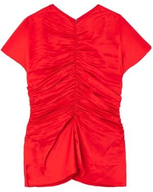 TOVE Fiana Ruched Silk-Satin Top - Red