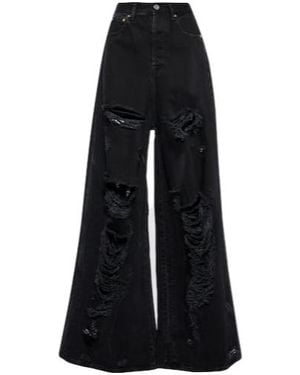 Vetements Distressed Wide-Leg Jeans - Black