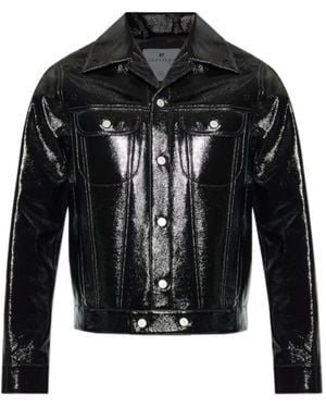 Courreges High-Shine Button-Fastening Jacket - Black