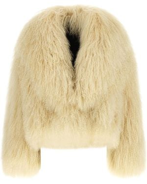Blancha Curly Fur Cropped Jacket - Natural