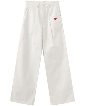 Marissa Chiara Heart Embroidered Casual Pants - White