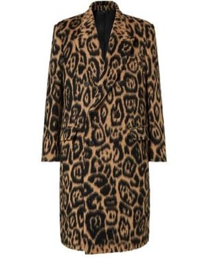 Fendi Animal Printed Double Breasted Coat - Multicolour