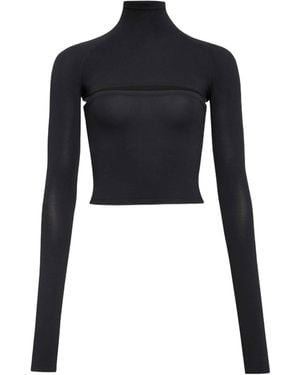 Alaïa Alaïa Second-Skin Knit Cut-Out Top - Black