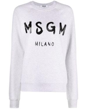MSGM Logo-Printed Crewneck Jumper - White