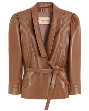 Valentino Long-Sleeve Leather Jacket - Brown