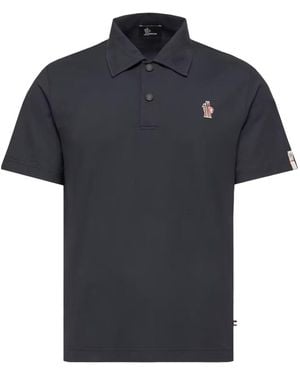 Moncler Grenoble Logo-Patch Short-Sleeved Polo Shirt - Black