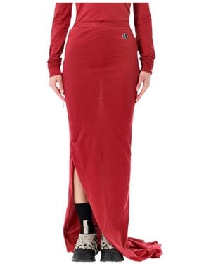 Moncler Moncler Rick Owens Drawstring Ruched Maxi Skirt - Red