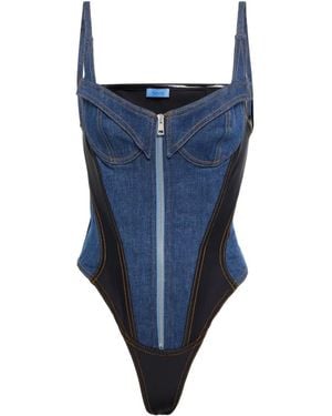 Mugler Stitch-Together Denim Jumpsuit - Blue