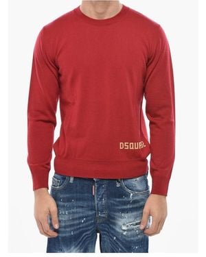 DSquared² Flocked-Logo Crew-Neck Sweater - Red