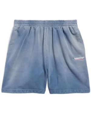 Balenciaga Faded Political Campaign Sweat Shorts - Blue