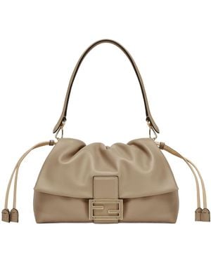 Fendi Mamma Baguette Drawstring Shoulder Bag - Natural