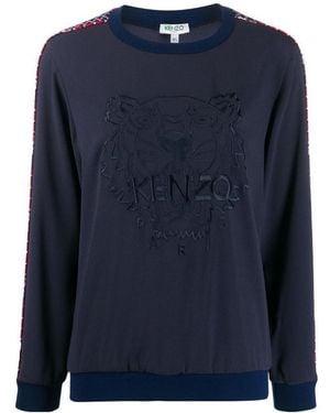 KENZO Logo Tiger Head Embroidery Jumper - Blue