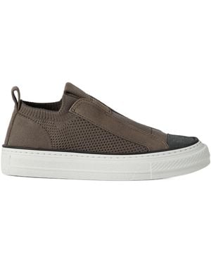Brunello Cucinelli Knitted Slip-On Sneakers - Brown