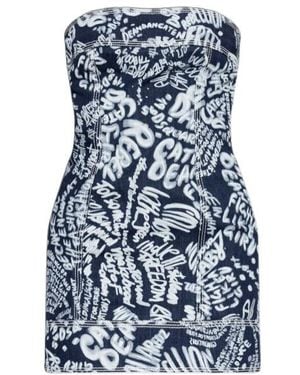DSquared² Denim Off-Shoulder Dress - Blue