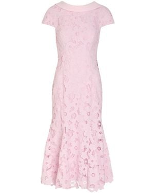 Self-Portrait Guipure Lace Midi Dress - Pink