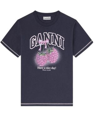 Ganni Raspberries T-Shirt - Blue