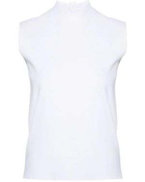 Plan C Fine-Knit Mock-Neck Top - White