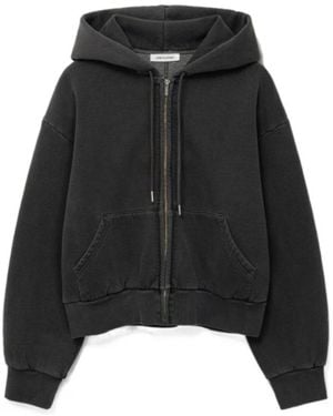 Low Classic Washed Cotton Zip-Up Hoodie - Black